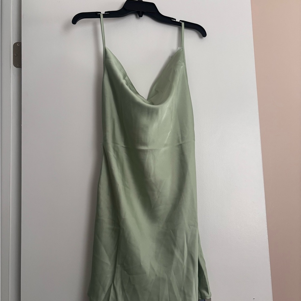 Cider Sage Green Satin Dress